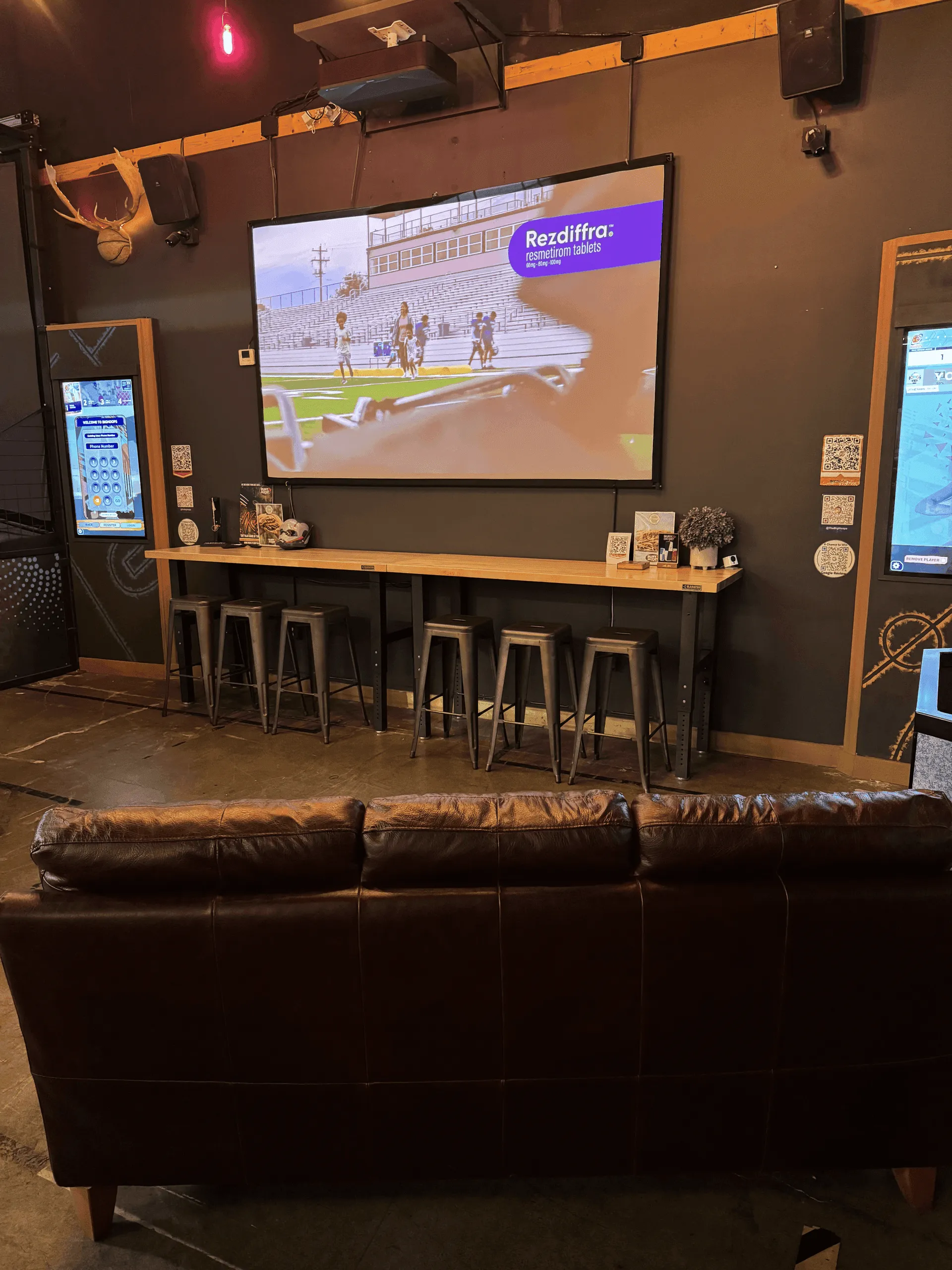 Watch party setup at Bury the Hatchet