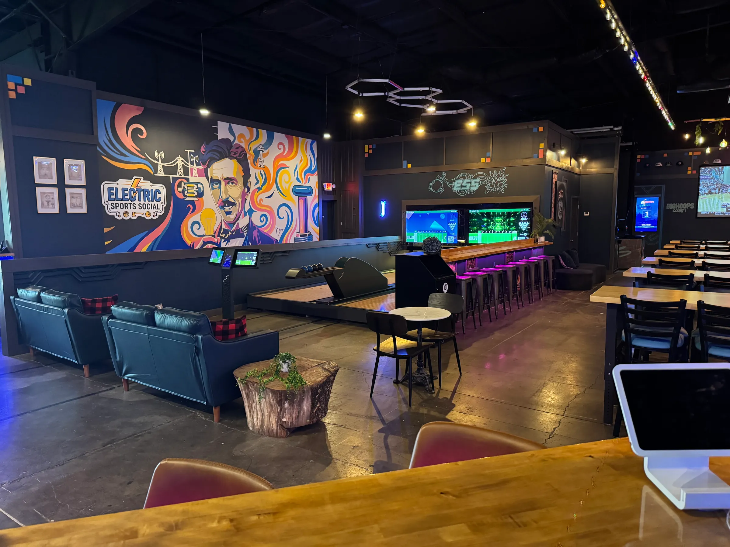 Duckpin bowling lanes at Electric Sports Social